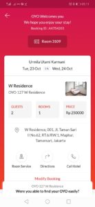 OYO 127 W Residence - Tampilan Aplikasi Saat Checkin 2