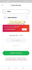 OYOROOMS - Masukkan alamat email, nama dan klik referral code